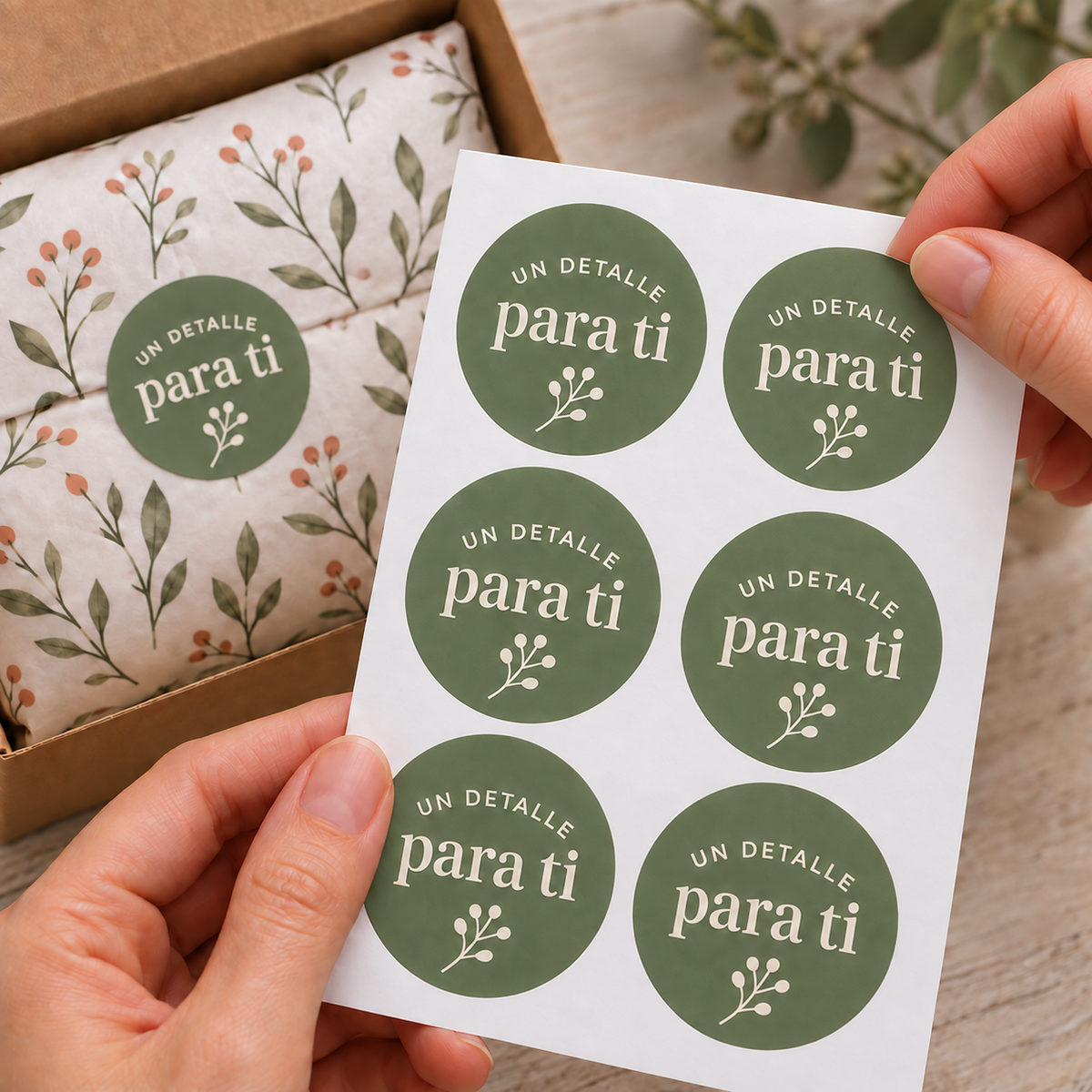 Pliego de stickers de vinilo personalizados verdes para regalos